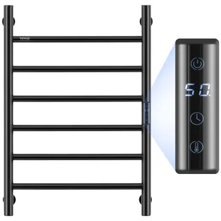 Vevor Handtuchtrockner Heizkörper Handtuchwärmer, beheizter Handtuchhalter mit 6 Stangen, wasserdichter Handtuchwärmer mit Timer & LED-Anzeige, ...
