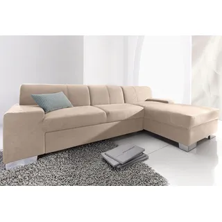 DOMO collection Eckcouch Kunstleder 2-Sitzer Beige