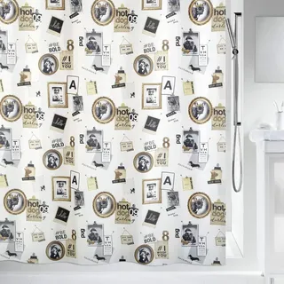 Spirella Duschvorhang Pose 180 x 200 cm schwarz-gold