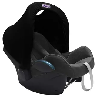 Dooky Original Dooky Hoody Sonnenschutz für Babyschalen der Altersgruppe 0+ inkl. UV-Schutz 40+ Universal geeignet für die meisten Marken, schwarz