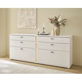 Home Affaire Sideboard LONG ISLAND 200 x 86 x 42 cm Weiß / Eiche