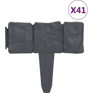 vidaXL Rasenkante Steinoptik 41 Stk. Kunststoff 10 m - Grau