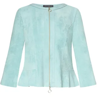 Jackenblazer BETTY BARCLAY "Blazer-Jacke mit Reißverschluss", Damen, Gr. 36, blau (aquifer), Obermaterial: 92% Polyester PES. 8% Elasthan EL., Blazer Jackenblazer