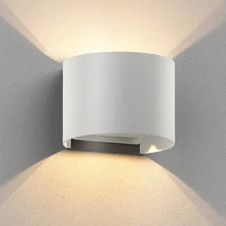 ledscom.de Wandleuchte RUNEL für außen, IP65, Up-/Downlight, weiß matt, rund, 1x G9 max. 10W