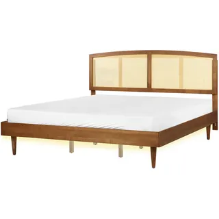 Beliani Bett 180/200 cm Braun Varzy , Braun, Naturfarben , Holz , 180x200 cm , Schlafzimmer, Betten