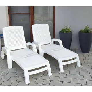 Dmora - Sonnenliege Saturno, Verstellbarer Gartenliegestuhl mit Armlehnen, Outdoor-Liege, 100% Made in Italy, 190x46h70 cm, Weiß