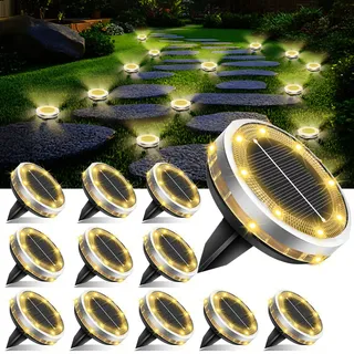 Bzavor 12 Stück IP65 Solar Bodenleuchten Aussen,Upgraded 8 Obere + 4 Seitliche LED-Lichtperlen Solarleuchten Garten,Bodenleuchte Solar Außen,Solarlampen für Außen, Solarleuchten für Außen Garten