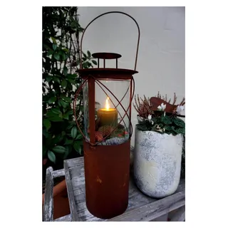 Edelrost Laterne Bella - Gartendekoration - Rustikal - mit Glaseinsatz für Kerzen - Vintage Optik