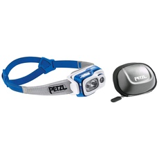 Petzl Unisex – Erwachsene Swift RL Stirnlampe, Blau, 8 x 8 & E93990 Erwachsene Schutzetui Beutel Tikka 2, Grau