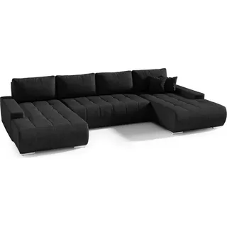 FEDVE Ecksofa Big Sofa Eckcouch mit Schlaffunktion DHAKA U Form Couch Sofagarnitur - Schwarz