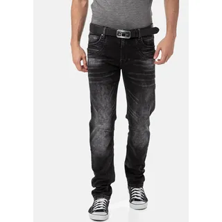 Slim-fit-Jeans CIPO & BAXX, Herren, Gr. 33, Länge 34, schwarz, Denim/Jeans, Obermaterial: 99% Baumwolle, 1% Elasthan, Abriebeffekte, slim fit, Jeans Slim-fit-Jeans