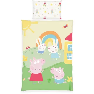 Herding Bettwäsche Peppa Pig, Kopfkissenbezug ca. 40 x 60 cm, Bettbezug ca. 100 x 135 cm, Mit Reißverschluss und Hoteleinschlag, 100% Baumwolle/Renforcé