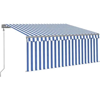 Markise Automatisch Einziehbar mit Volant 3x2,5 m Blau und Weiß - Blau