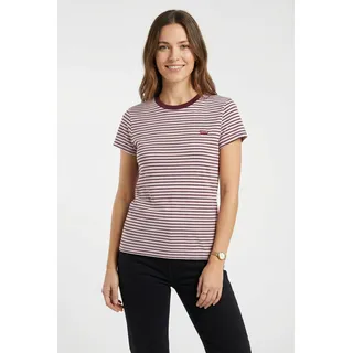 T-Shirt LEVI'S "PERFECT TEE", Damen, Gr. S (36), anita stripe zinfandel, Single Jersey, Obermaterial: 100% Baumwolle, figurbetont normal, Rundhals, Shirts T-Shirt, mit kleiner Logo-Stickerei