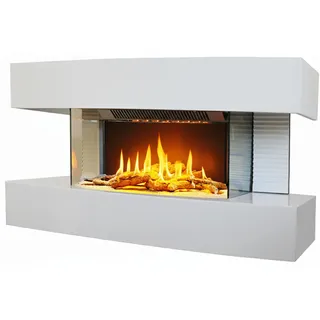 CHEMIN'ARTE - Elektrischer Wandkamin Lounge Medium Weiß 82 cm LED-Flammeneffekt, programmierbare Heizung, Fernbedienung - Weiß