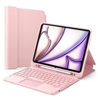 Inateck iPad 10 Generation Hülle mit Tastatur für iPad 11 Gen. A16 2025/ Air 11 Zoll M3/M2/ Air 5/4/ Pro 11 Rosa