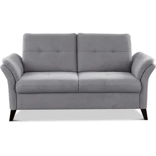 CAVADORE 2er Sofa Grönland / Skandinavische 2-Sitzer-Couch mit Federkern + Sitztiefenverstellung / 173 x 90 x 102 / Flachgewebe, Grau
