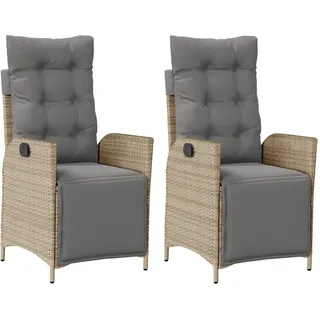 vidaXL Gartensessel 61 x 61 x 93 cm beige 2 St.