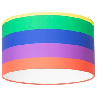 Leuchtenschirm , Blau, Gelb, Grün, Orange, Rot, Violett , Metall, Textil , Streifen , zylindrisch , E27 , 24 cm , Lampen & Leuchten, Leuchtenserien