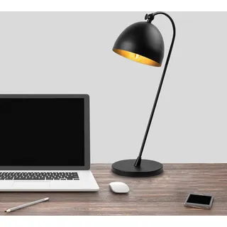 Opviq, Hochwertige Tischlampe, Schwarz und Gold, 18 x 26 x 54 cm | Metallkörper, E14 Fassung, max. 40 W, IP20 | Elegantes, industrielles Design für moderne Räume. - Schwarz, Gold