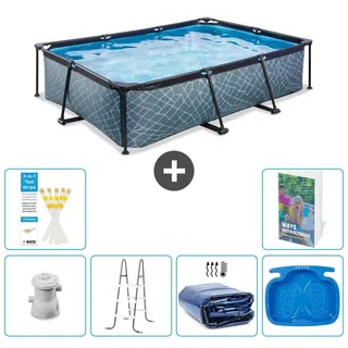 Exit Pool Rechteckig - Steinoptik - 300x200x65 cm - 5-teilig S318 - Grau