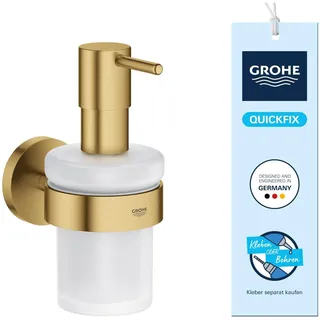 GROHE Start, klebbarer Seifenspender für das Bad, ohne Bohren (Füllmenge: 160ml, mit Halter, verdeckte Befestigung, inkl. Schrauben und Dübel, Kleber separat kaufen) cool Sunrise, Gold, 41195GN0