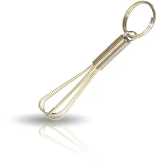 Kerafactum Mini Schneebesen als Schlüsselanhänger Geschenkidee Handschneebesen Schnee Besen Schlagbesen Rührbesen Anschlagbesen Schaumschläger aus Edelstahl rostfrei - Whisk 8 cm