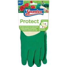 Spontex, Schutzhandschuhe, Protect Gartenhandschuhe , Handrücken aus Baumwolle und Innenfläche aus Naturlatex, Farbe: grün, ... (7)