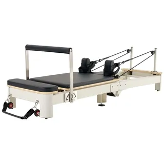 VEVOR Faltbare Pilates Reformer Maschine Pilates-Bett aus Aluminium mit Sitzbox & doppeltem Widerstand – Feder & Kordel, für Fortgeschrittene & Anfänger, Heim-Fitnessstudio Gerät bis zu 181,44 kg