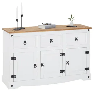 CARO-Möbel Sideboard Campo 125 x 76 x 40 cm Weiß/Braun