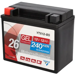 CARTEC Gel Motorradbatterie YTX12-BS 12Ah 240A