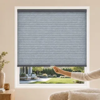 Chicology Cordless Cellular Shades Sichtschutzrollo, 1 Zelle, Polyester, Metall, Kunststoff, Morning Pebble, 71W x 213H cm