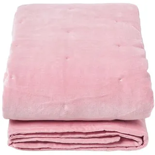 Homescapes Samt-Kuscheldecke 120/150 cm, Baumwolle wattiert , Rosa , Textil , Uni , Rechteckig , 125x150 cm , Oeko-Tex® , Heimtextilien, Wohntextilien, Decken, Kuscheldecken