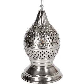 Orientalische Messing Tischlampe Nachttischlampe Ishrat Silber - Silber