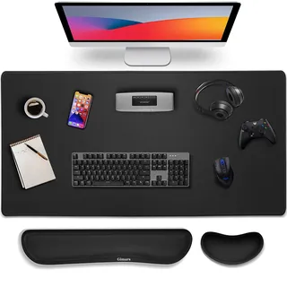 Gimars 3-in-1 XXL Gaming Mauspad mit Gelkissen, Handballenauflage Tastatur, 800 x 305 mm Mousepad Tischunterlage, Ergonomisches Mauspads, Gaming Zubehör Wrist Rest für PC, MacBook, Laptop, Schwarz