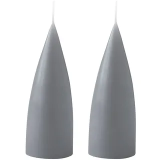 Kunstindustrien® Stumpenkerzen, Hergestellt in Dänemark, 43 Farben verfügbar, Kegel Kerze, Durchgefärbte Stumpenkerze lange Brenndauer von 15 Stunden, Kerzen Deko, 2 Stück 6,5 x 16cm (Grau)