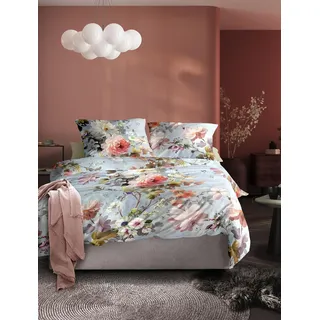 IRISETTE Wave 8596 Blumen Blau 135 x 200 cm + 80 x 80 cm