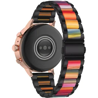 18mm Harz Edelstahl Armbänder für Fossil Women's Charter HR Armband, mit Metall Schnalle Buntes Mode Damen Herren Ersatzarmband Kompatibel mit Fossil Women's Charter HR Uhrenarmband