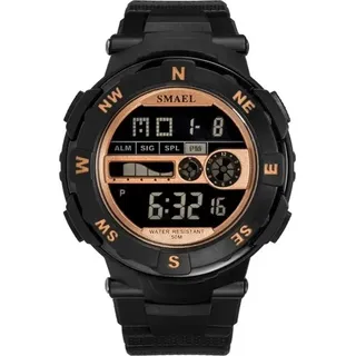 SMAEL Hunter Uhr – Elegante Digitaluhr für Herren in Schwarz/Roségold KP29488 - Schwarz, Gold