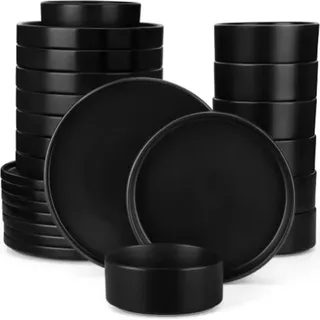 Grandeur Serviesset – Tafelservice – Schwarz – 12 Personen – 36-teilig – Keramisch – Kleine Teller – Elegantes Tischgeschirr - Schwarz