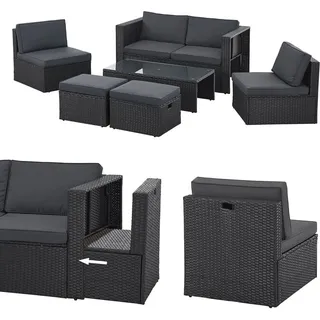 Juskys Polyrattan Lounge Salou - Schwarz