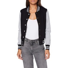 Build Your Brand Damen Ladies Sweat College Jacket Varsity, Black/H.Grey, S