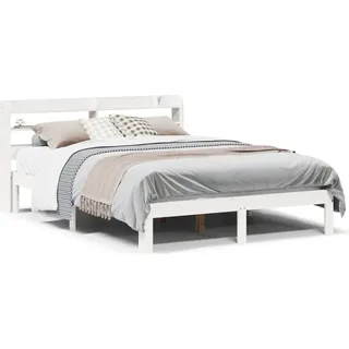 vidaXL Bettgestell mit Kopfteil ohne Matratze Weiß 160x200 cm - Weiß