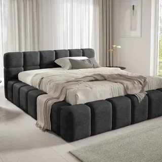 Polsterbett NUBO Premium 180x200 cm mit Bettkasten – Stoff: Perfect Harmony 90 - Dunkelgrau