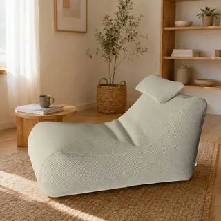 Talamo Italia - Pouf Abuli, Mehrzwecksessel, Sitzsack, Hockerhocker, Made in Italy, 70x120 h65 cm, Beige