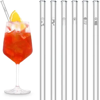 HALM Glasstrohhalme 6 Stück graviert: Süße Kater + Katzenpfoten Motive - Strohhalme 20cm - Kätzchen Pfoten Liebhaber Geschenkidee - Spülmaschinenfest