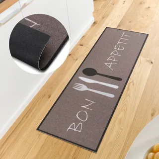 HANSE Home Küchenläufer »Bon Appetit Cutlery« rechteckig 3 mm Höhe Läufer, Rutschfest, Küchenteppich, Küche, Teppich, Pflegeleicht, braun