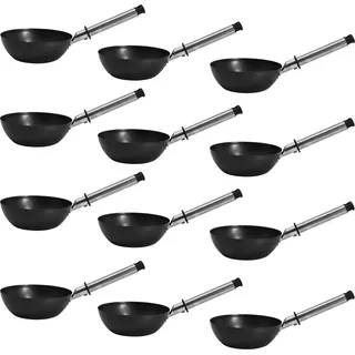 Syntrox Germany Universal Wok Grill Pfännchen Emailliert – Antihaft-Zubehör für Raclette & Crêpes-Maker, Ø12 cm, Robust & Vielseitig (12 Stück) - Schwarz