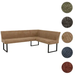 Eckbank HWC-O82, Esszimmerbank Bank, (310g/m2) Chenille Stoff/Textil Metall 210x159cm ~ hellbraun