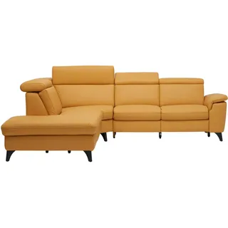 Cantus Ecksofa , Gelb , Leder , Echtleder , Color-Finish-Leder , Uni , Ottomane links, L-Form , 285x239 cm , Typenauswahl, Bettkasten erhältlich, Fußauswahl, Lederauswahl, Stoffauswahl, seitenverkehrt erhältlich, Hocker erhältlich, Rückenfutter , Wohnzimmer, Sofas & Couches, Wohnlandschaften, Ecksofas
